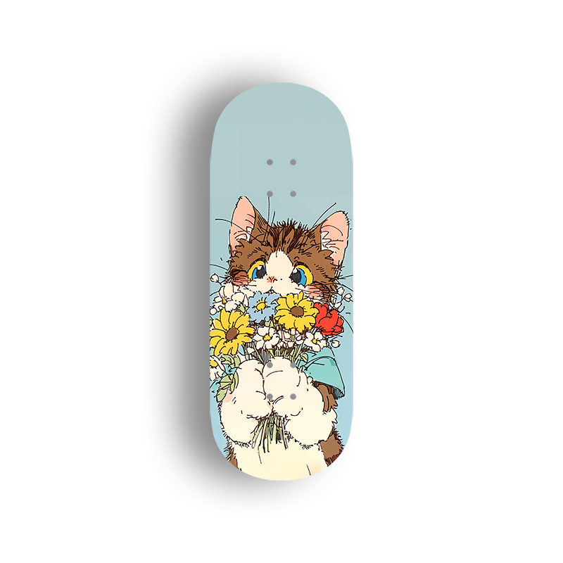 Professional Fingerboard Deck - Bouquet Cat
