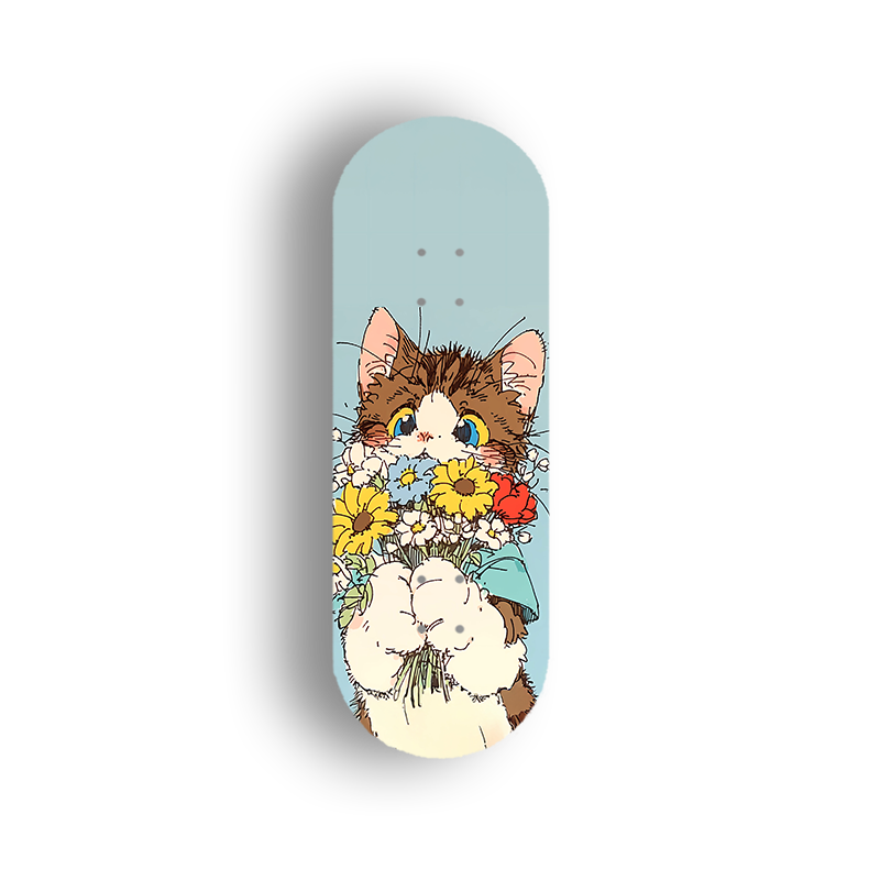 Professional Fingerboard Deck - Bouquet Cat