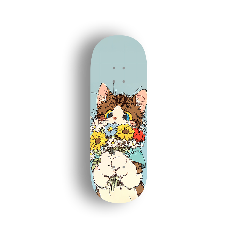 Professional Fingerboard Deck - Bouquet Cat