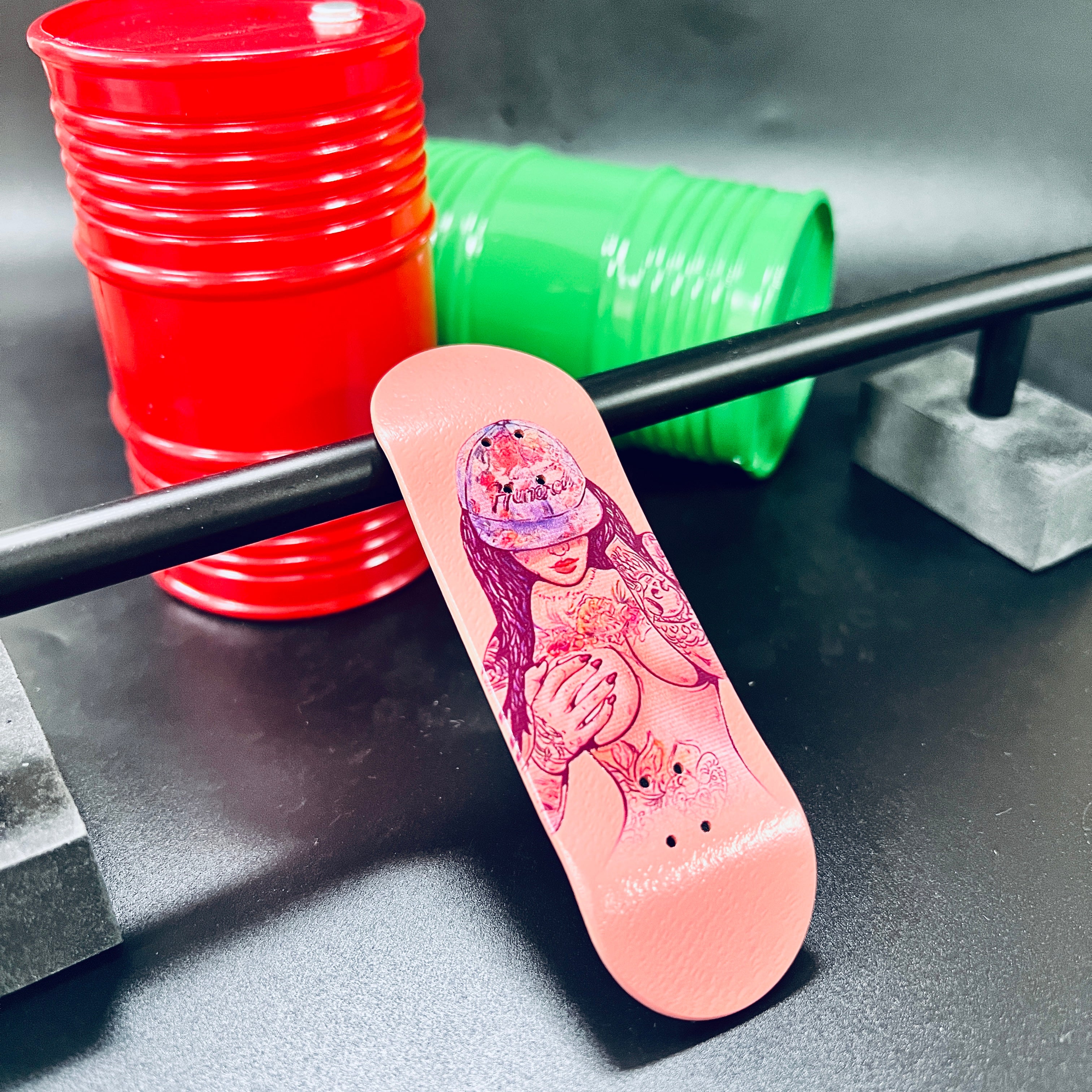 Professional Fingerboard Deck -Real Wear Graphic  - Tattoo Girl