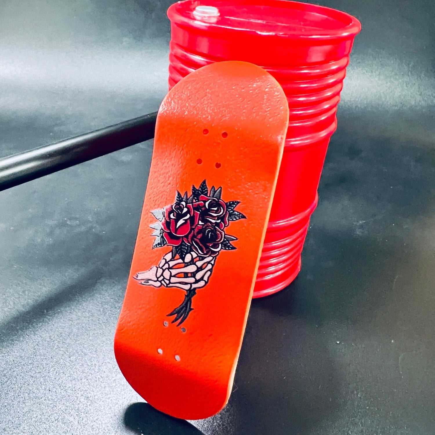 Professional Fingerboard Deck With Unique Graphic - Skeleton Roses