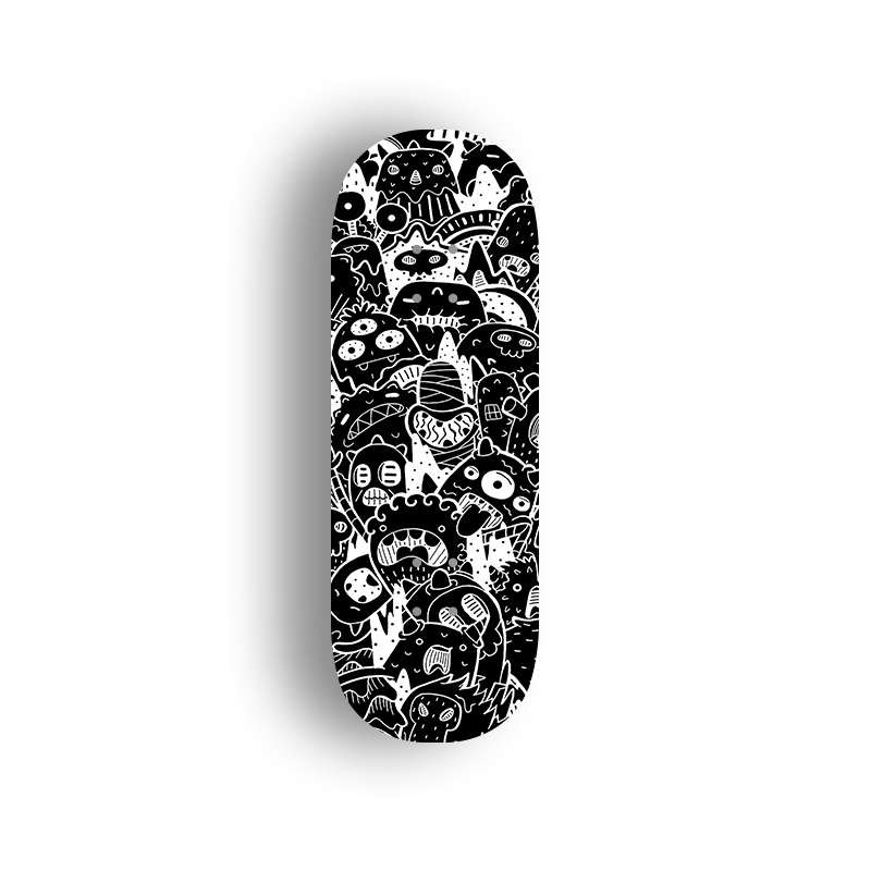 Professional Fingerboard Deck -Black & White Monsters