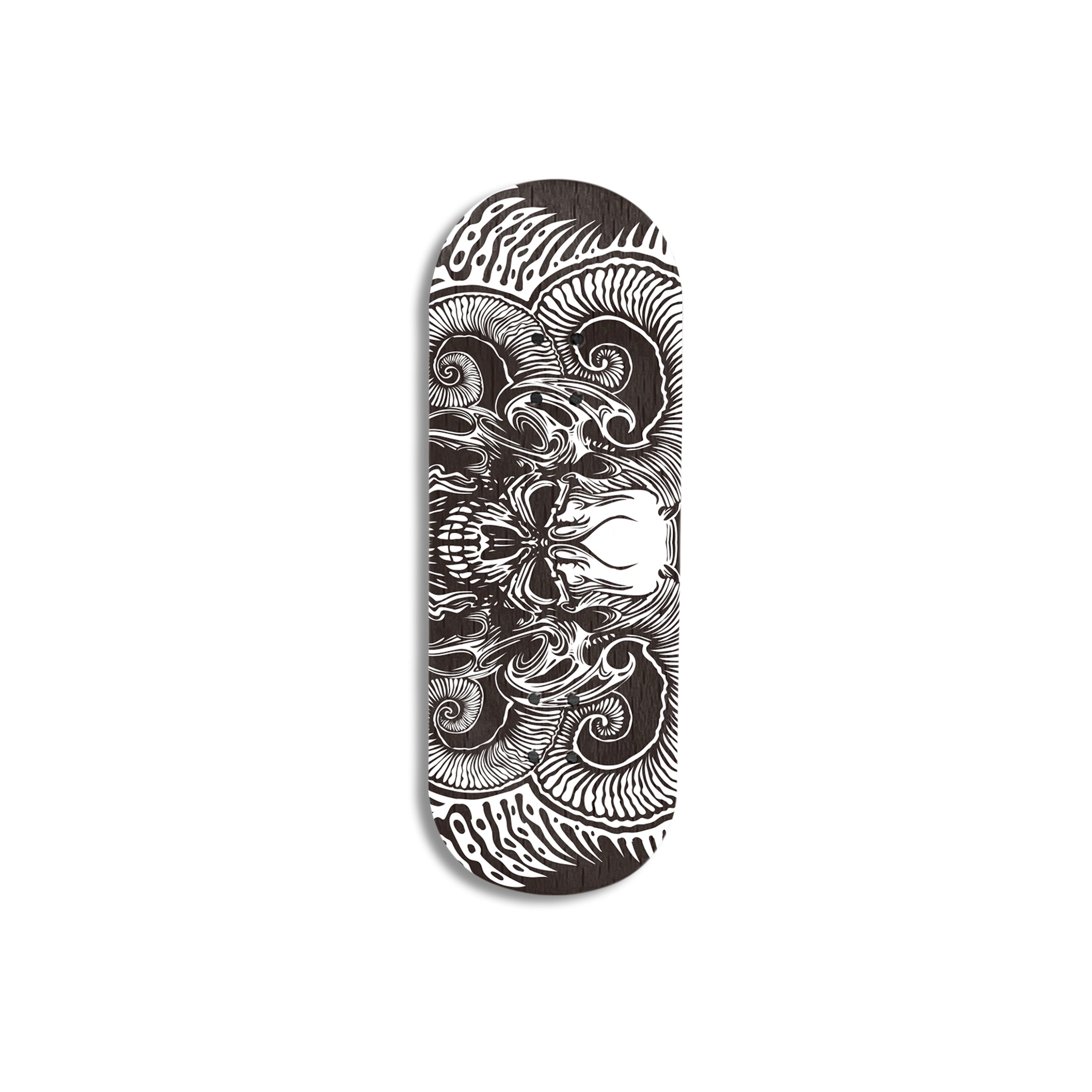 Professional Fingerboard Deck  -Double Sides Printing - Horned Skull  Black