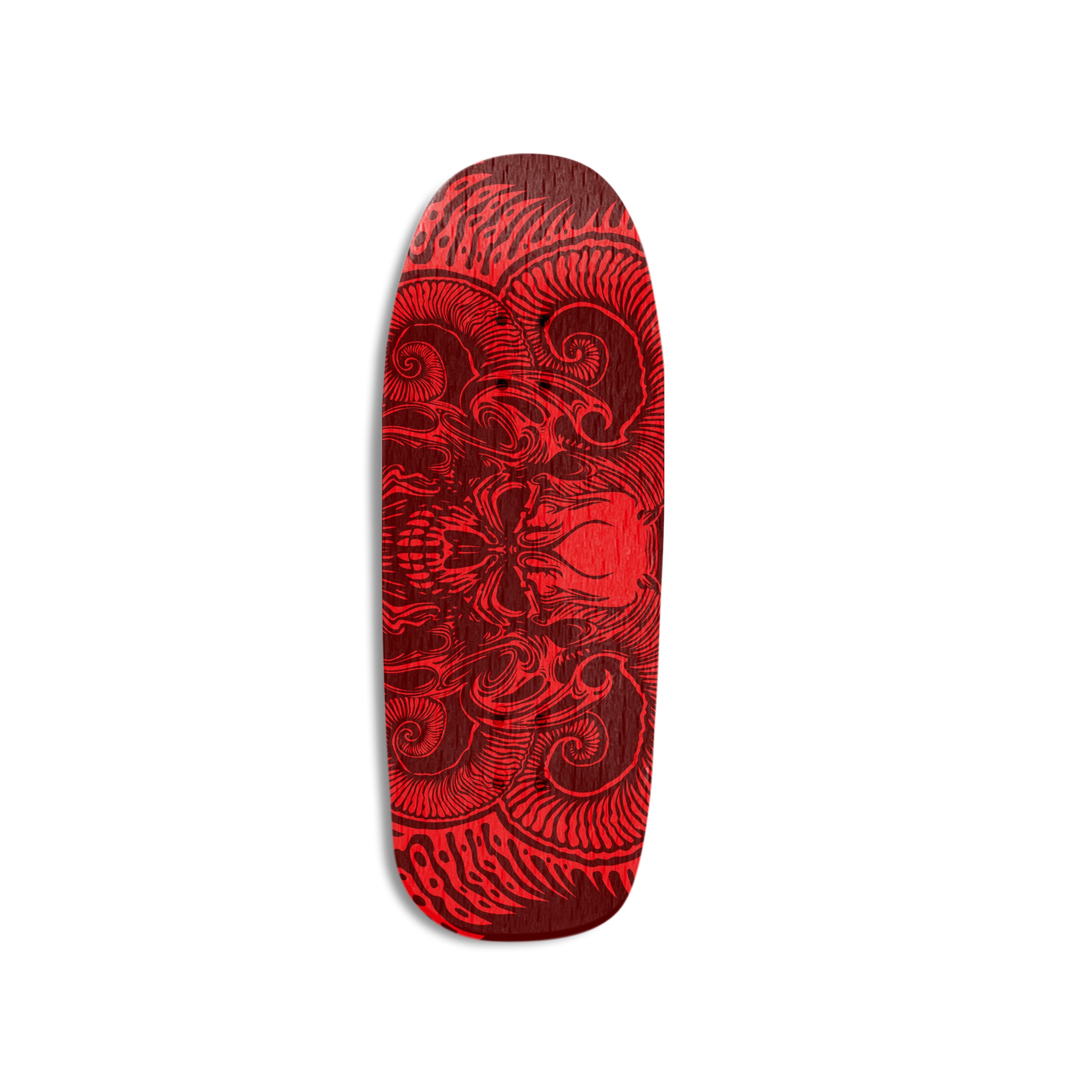 Professional Fingerboard Deck  -Double Sides Printing - Horned Skull  Red